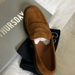 Versitile, stylish sophisticated new Thursday Boot Co suede lug-soled loafer